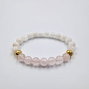 White Moonstone and Pink Quartz Bracelet