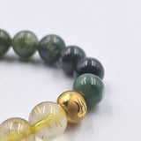 Moss Agate and Golden Rutile Quartz Bracelet