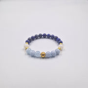 Aquarius Bracelet in Lapis lazuli, Aquamarine and White Moonstone